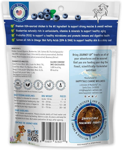 Journey Up Berry Glow Up, Chicken and Blueberry Dog Jerky Treats Made in USA with Prebiotics for Gut & Immune, Omega 3s & 6s for Skin & Coat, Antioxidants for Healthy Aging, Small-Large Dog, 12 oz.