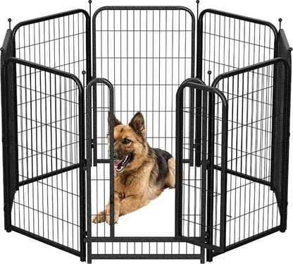 Metal Dog Playpen, 45" Inch Height 8 Panels, Ideal Dog Fence for Large/Medium/Small Dogs Indoor & Outdoor Bliss, Perfect Dog Pen for Camping, Yard and RV | Black-Silver