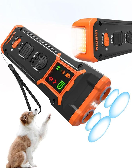 2024 Dog Training Bark Deterrent Device, Anti-Barking Device with HD Display and LED Flashlight for Dogs, Stop Bad Behavior Without Yelling or Swatting, Ultrasonic Stopper Alternative to Shock Collar