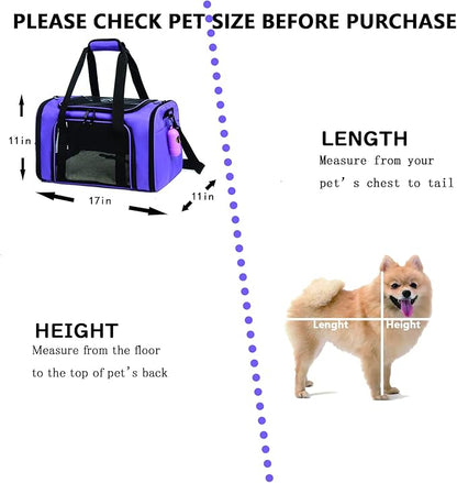 Cat Carrier Dog Carrier Pet Carrier Cat Bags for Small Medium Cats Dogs Puppies of 15 Lbs,of Airline Approved Small Dog Bag Soft Sided,Collapsible Travel Puppy Carrier(Medium, Purple)