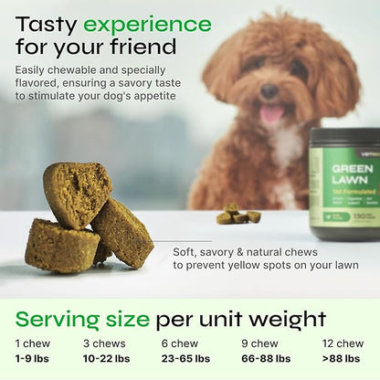 Dog Urine Neutralizer for Lawn - Grass Burn Spot Chews for Dogs - Dog Pee Lawn Spot Saver Caused by Dog Urine - Digestive Health Support Soft Chews - Grass Treatment Rocks - Grass Savers for Dog Urine