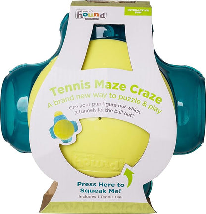 Outward Hound Tennis Maze Craze Interactive Squeaky Dog Toy, Green