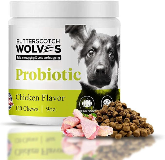 Probiotics for Dogs Supplement | Digestive and Immune Health Support Dog Vitamins with Probiotic Blend and Pumkin Powder | Approximately 120 Probiotic Chews for Dogs