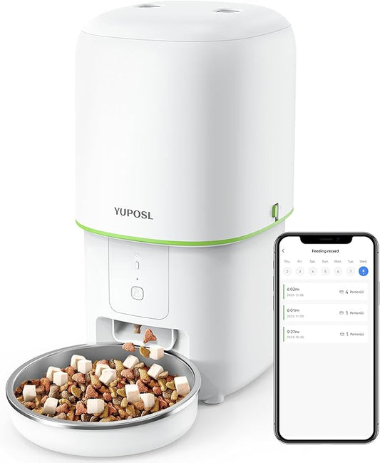 Automatic Cat Feeder WiFi - Easy to Clean 2L/4L WiFi Automatic Cat Feeder for Remote Feeding, Cat Food Dispenser with Lock Feature and Suitable Portion Size, Only 2.4GHz
