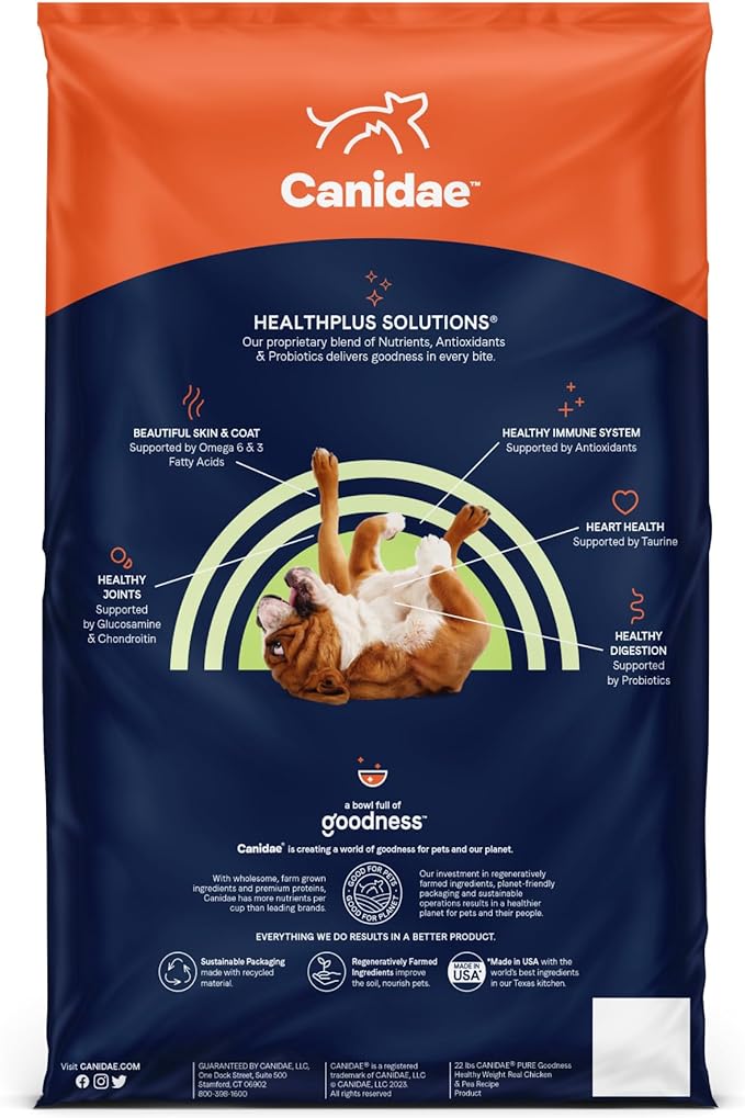 Canidae PURE Healthy Weight Limited Ingredient Premium Adult Dry Dog Food, Chicken and Pea Recipe, 22 Pounds, Grain Free