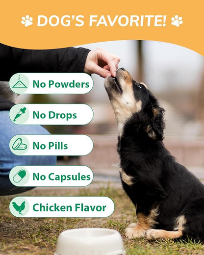 Probiotics Chews for Dogs with Prebiotic & Digestive Enzymes,Support Gut Health, Digestion, Immunity, Relief Seasonal Allergies, Diarrhea, Constipation (Chicken Flavor / 120 Chews)