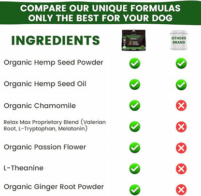Calming Chews for Dogs | Hemp Anxiety Relief Treats | Melatonin for Dogs | Calm Relaxing Supplements for Separation Stress, Sleep, Nail Trimming, Storm, Barking, Canine Hyper Activity