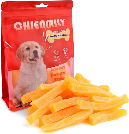 Sweet Potato Dog Treats, Natural Human Grade Puppy Chew, Low Fat Grain Free Treats, Gluten Free for Small Medium & Large Dogs, 11.6oz