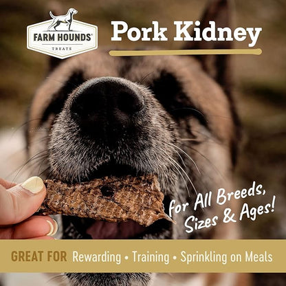 Farm Hounds Pork Kidney Jerky Treats for Dogs, Premium Dried Dog Treats, High Protein Training Treat for Small & Large Dogs, Natural & Healthy Dog Treats, Made in USA, Pork Kidney 4oz