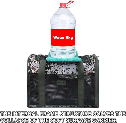 Frame Type Soft Surface Special pet Carrier, Soft Bread, cat, Dog and Rabbit Transport Carrier, and Carrier Approved by Airlines for pet Transport. (Large, Army Gray)