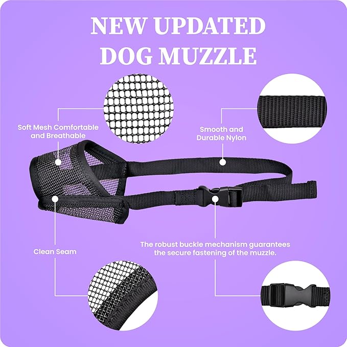 Flintstone Dog Muzzle – Soft Breathable Mesh Dog Muzzle for Small Dogs Chihuahua Poodle Husky | Small Dog Muzzles to Prevent Biting | Drinkable Puppy Muzzle for Small Dog X-Small 6”-7”