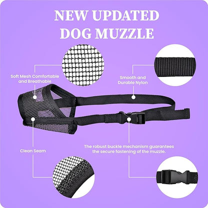 Flintstone Dog Muzzle – Soft Breathable Mesh Dog Muzzle for Small Dogs Chihuahua Poodle Husky | Small Dog Muzzles to Prevent Biting | Drinkable Puppy Muzzle for Small Dog X-Small 6”-7”