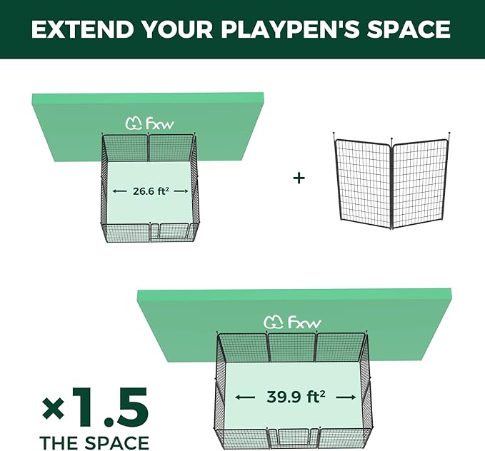 FXW Rollick Dog Playpen for Yard, RV Camping│Patented, 50 inch 2 Panels