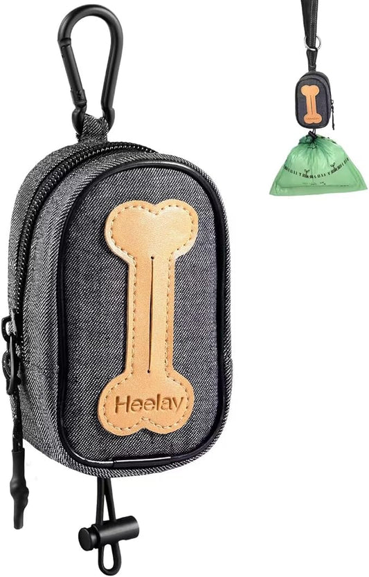 Dog Poop Bag Holder, Hands Free Cute Dog Poop Bag Dispenser for Leash with Big Opening Pet Waste Bag Holder Zippered Pouch with Carabiner Hook Velcro Waterproof Pet Poop Bag Holder(Doggy Bag Excluded)