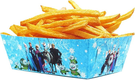 40 Pcs Frozen Party Decorations, Frozen Paper Food Trays, Frozen Party Decorations Party Favors Food Serving Tray Paper Food Boats for Frozen Birthday Party Supplies