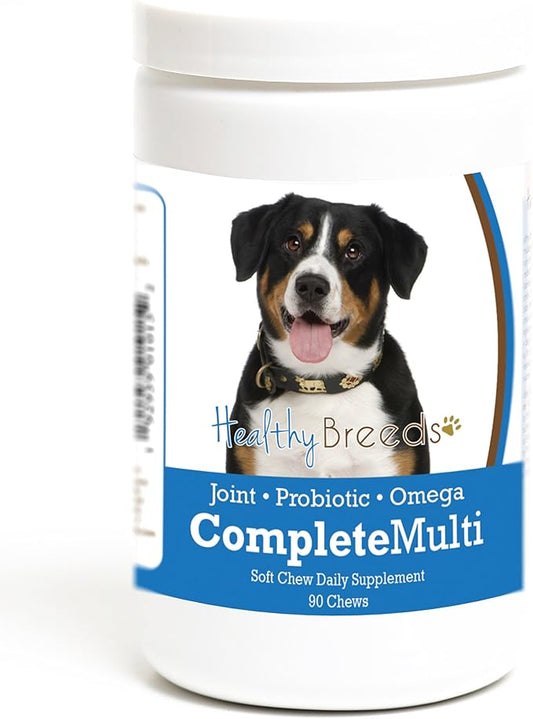 Healthy Breeds Entlebucher Mountain Dog All in One Multivitamin - Complete with Probiotics, Glucosamine, Chondroitin & Omegas - 90 Soft Chewy Treats
