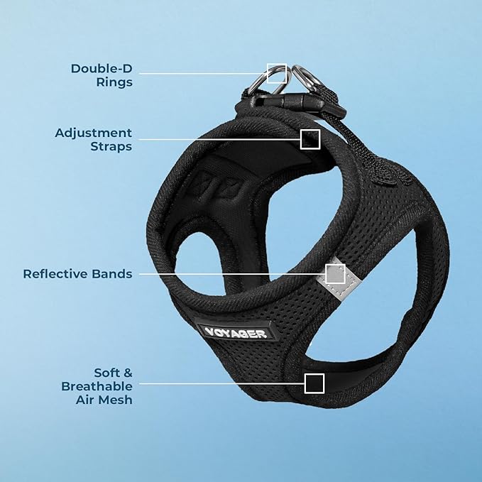 Voyager Step-In Air Dog Harness - All Weather Mesh Step in Vest Harness for Small and Medium Dogs by Best Pet Supplies - Black, S
