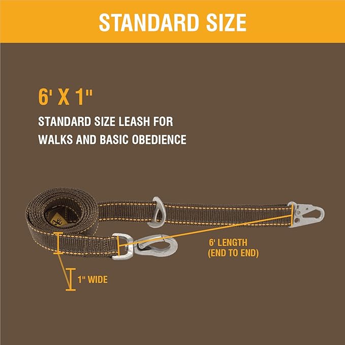 Browning Dog Leashes, Durable, Classic Webbing Pet Leash with Reflective Stitching, Ovix Camo, One Size
