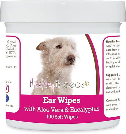 Healthy Breeds Portuguese Podengo Pequeno Ear Cleaning Wipes with Aloe & Eucalyptus for Dogs 100 Count