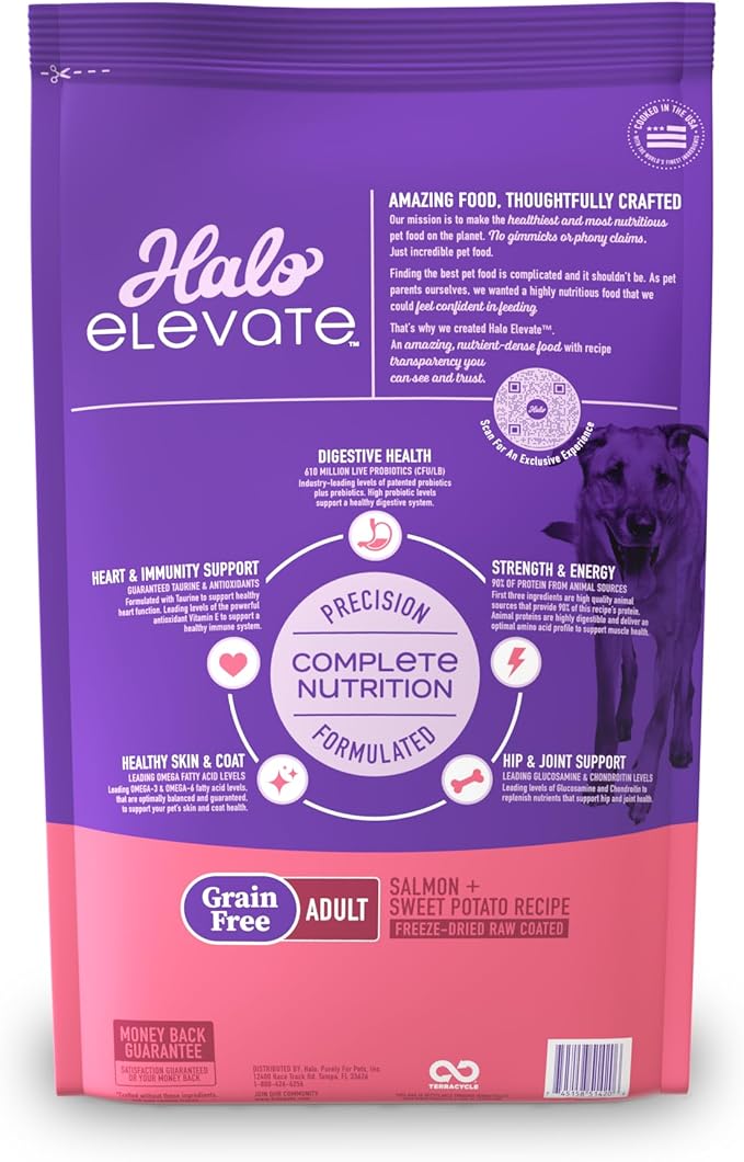 Halo Elevate Dry Dog Food, Grain Free Salmon Recipe, 20lb