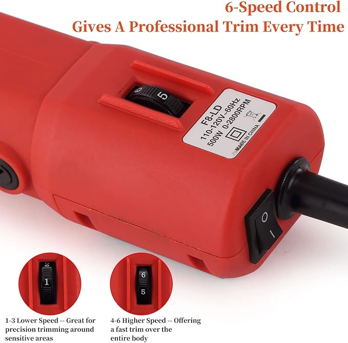 Heavy Duty Clippers for Thick Coats Animals, 500W Professional Electric Shearing Machine for Horse Pony Cattle and Large Dogs Livestocks Grooming, 6 Speed & 2 Detachable Shearing Blades