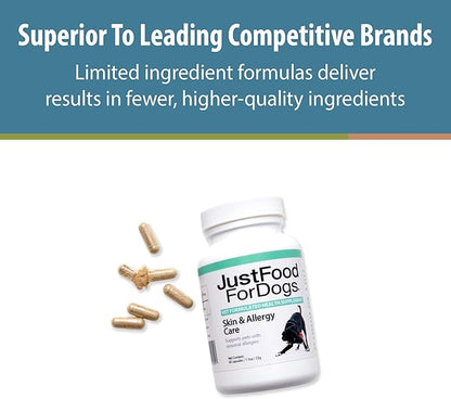 JustFoodForDogs Dog Allergy Supplement for Immune System Support, Skin & Allergy Care - 60 count