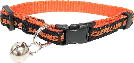 NFL CAT Collar Cleveland Browns Satin Cat Collar Football Team Collar for Dogs & Cats. A Shiny & Colorful Cat Collar with Ringing Bell Pendant