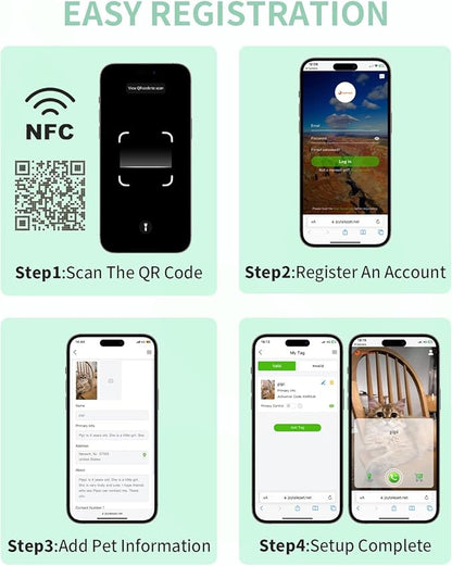 Joytale [ NO APP Required ] Silent Silicone QR Code Dog Tag, Slide On Dog Tags for 3/8-5/8 Inch Wide Collars or Vest, NFC Pet Online Profile, Scan QR to Send Location Alert Email, Teal, S