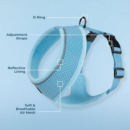 Aerolite No Pull Mesh Dog Harness with Lightweight, Soft, Breathable Chest Coverage, Reflective Stitching, and Adjustable Straps for Walking, Running, Training, Heavy Duty and Durable - Baby Blue, XS