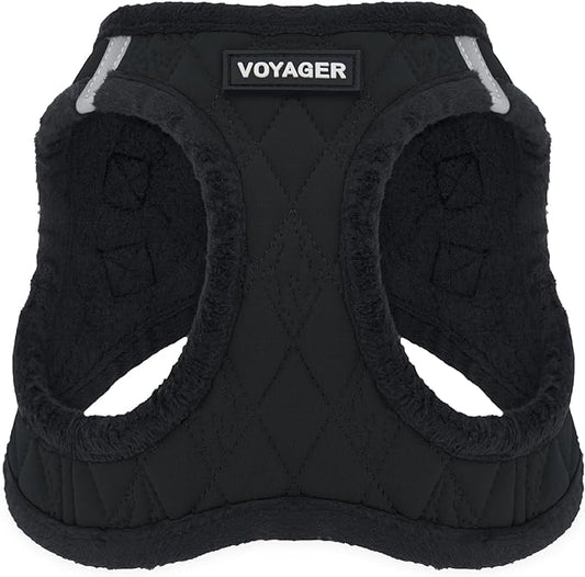 Voyager Step-In Plush Dog Harness – Soft Plush, Step In Vest Harness for Small and Medium Dogs by Best Pet Supplies - Harness (Black Plush), XL (Chest: 20.5 - 23")
