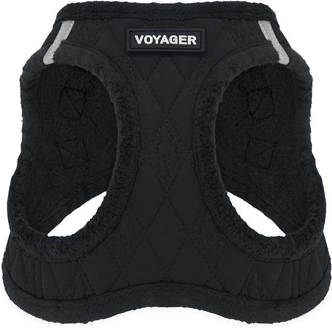 Voyager Step-In Plush Dog Harness – Soft Plush, Step In Vest Harness for Small and Medium Dogs by Best Pet Supplies - Harness (Black Plush), XS (Chest: 13 - 14.5")
