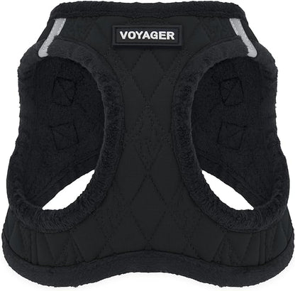 Voyager Step-In Plush Dog Harness – Soft Plush, Step In Vest Harness for Small and Medium Dogs by Best Pet Supplies - Harness (Black Plush), XS (Chest: 13 - 14.5")