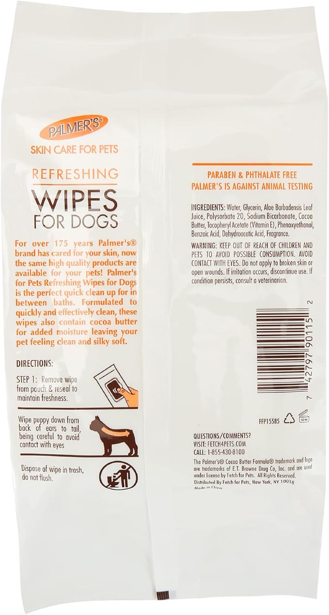 Palmer's for Pets Coconut Oil Gentle Refreshing Wipes for Puppies, 100 Ct - 3 Pack | Palmers Coconut Oil Puppy Wipes - Gentle Pet Grooming Wipes for Dogs with Coconut Oil