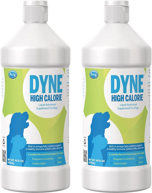 Pet-Ag Dyne High Calorie Liquid Nutritional Supplement for Dogs & Puppies 8 Weeks and Older - 16 oz, Pack of 2 - Supports Performance and Endurance - Sweet Vanilla Flavor