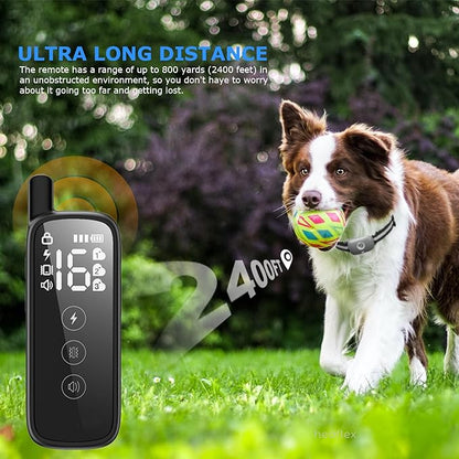 Dog Shock Collar with Remote, 2400ft Electric Dog Training Collars 2 Dogs for Large Medium Small Dogs Waterproof E Shockers Collars, Training with Beep Vibration Safe Shock(1-16) Mode