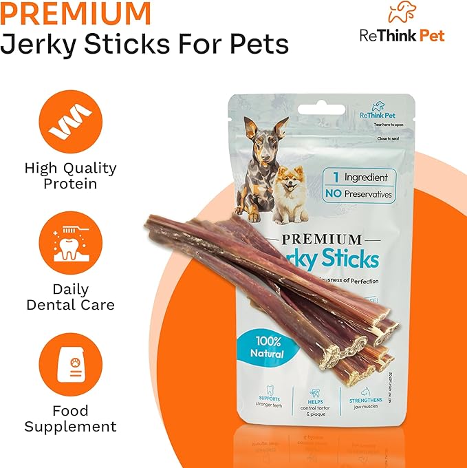 Jerky Sticks - Odorless Beef Esophagus Dog Snacks and All Natural Dog Treats - 4 pcs