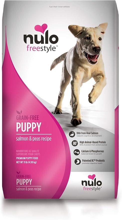 Nulo Puppy Food Grain Free Dry Food With Bc30 Probiotic And Dha (Salmon And Peas Recipe, 11Lb Bag)
