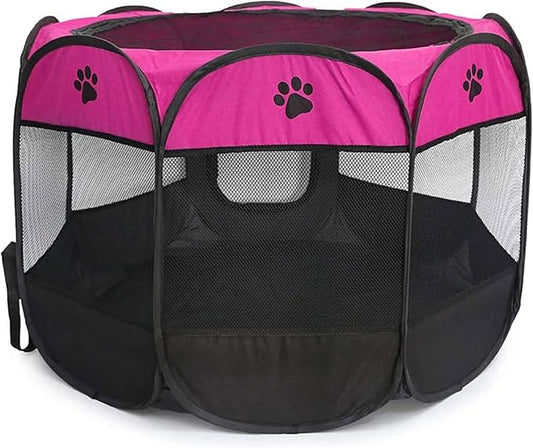 Pet Playpen, Foldable Dog Playpens, Portable Exercise Kennel Tent for Puppies/Dogs/Cats/Rabbits, Dog Play Tent with Removable Mesh Shade Cover for Travel Indoor Outdoor Using