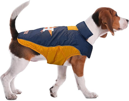 Pets First MLB Houston Astros Puffer Vest for Dogs & Cats, Size Medium. Warm, Cozy, and Waterproof Dog Coat, for Small and Large Dogs/Cats. Best MLB Licensed PET Warming Sports Jacket (AST-4081-MD)