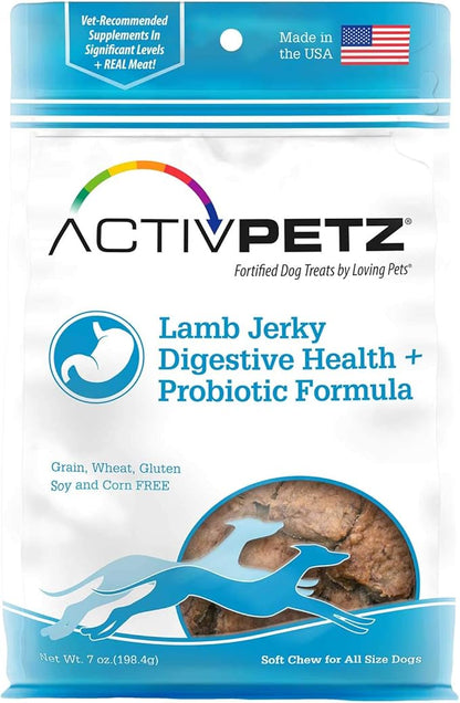 Loving Pets Activpetz Lamb Jerky Digestive Health + Probiotic Formula Dog Treat, 7 Oz