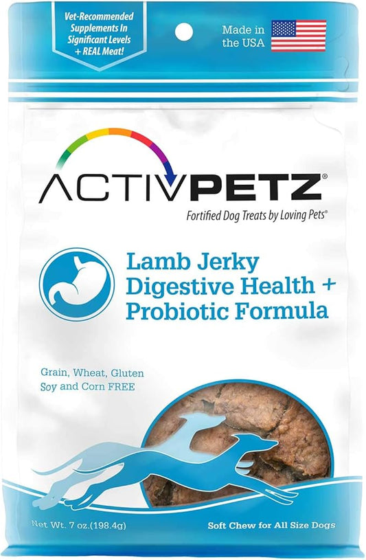 Loving Pets Activpetz Lamb Jerky Digestive Health + Probiotic Formula Dog Treat, 7 Oz