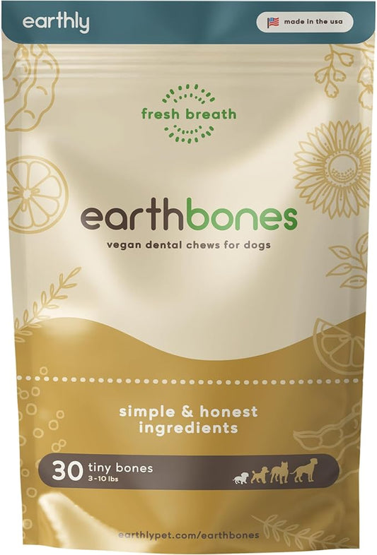 Earthbones Dental Chews for Dogs 3-10lbs, 30 Bones
