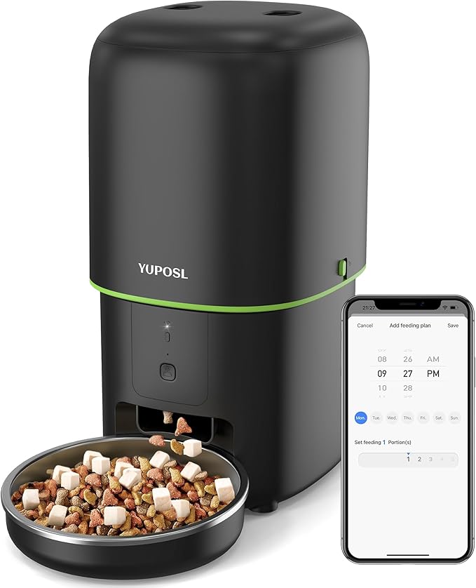 Automatic Cat Feeder WiFi - Easy to Clean 2L/4L WiFi Automatic Cat Feeder for Remote Feeding, Cat Food Dispenser with Lock Feature and Suitable Portion Size, Only 2.4GHz