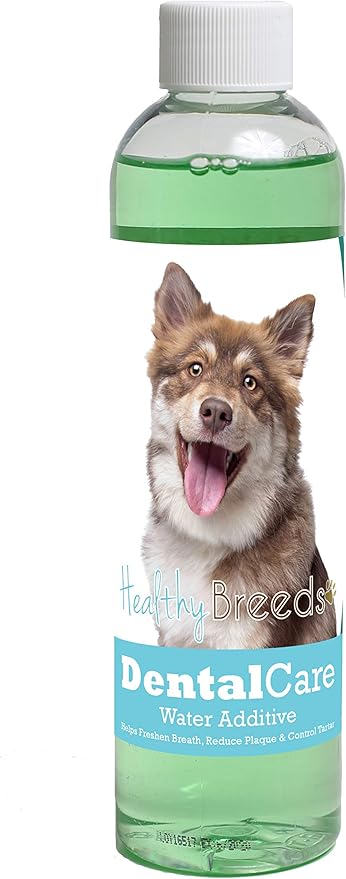 Healthy Breeds Dog Dental Care Water Additive for Finnish Lapphund - Helps Freshen Breath, Reduce Plaque & Control Tartar - Mint Flavor - 8 oz