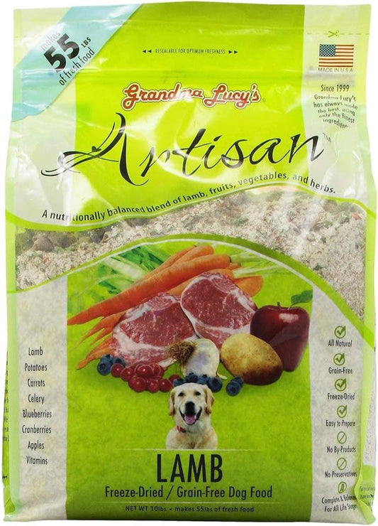 Grandma Lucy's Artisan Dog Food, Grain Free and Freeze-Dried - Artisan Lamb, 3Lb Bag