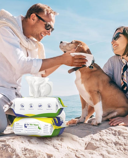Dog Wipes, Puppy Wipes for Face Eye Ears Body Bath, Pet Wipes for Dog Cat Paws Butt, Unscented Hypoallergenic Thick Dog Grooming Wipes for Cleaning Deodorizing, 100 Count x 4 Pack, White
