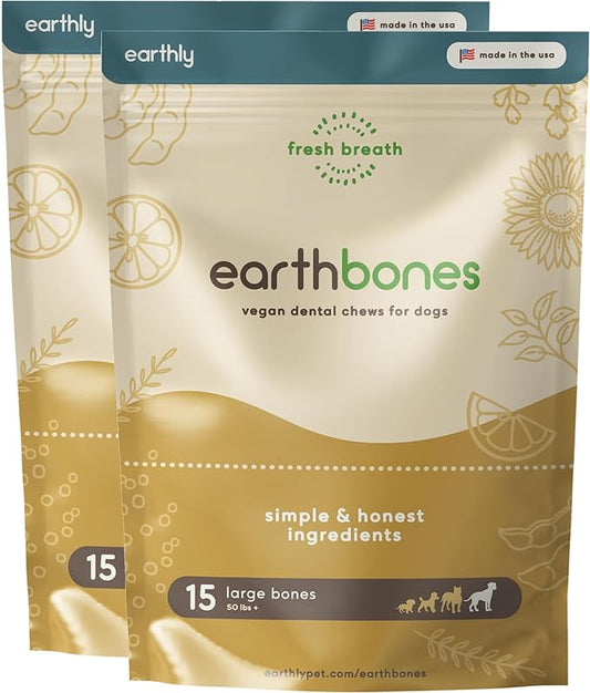 Earthbones Dental Chews for Dogs 50lbs+, 30 Bones