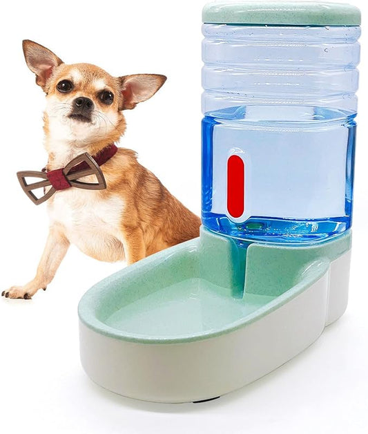 kathson Gravity Dog Water Dispenser Automatic Cat Drinking Water Station 1 Gallon Large Capacity Puppy Water Bowl for Small and Medium Dogs Cats Green