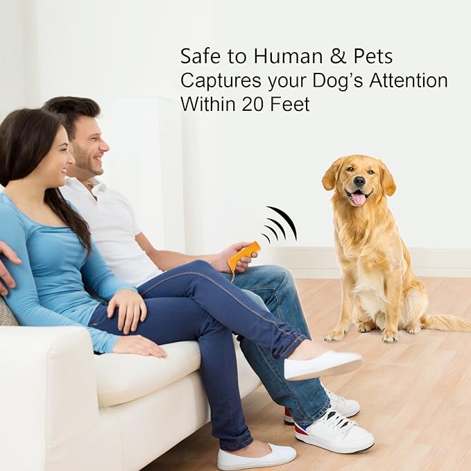 Frienda LED Ultrasonic Dog Trainer Device 3 in 1 Stop Barking Stop Bark Handheld Dog Training Device (Yellow)
