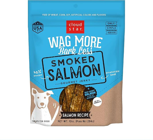 Cloud Star Wag More Bark Less Jerky Dog Treats, Smoked Salmon, 10 oz. Pouch